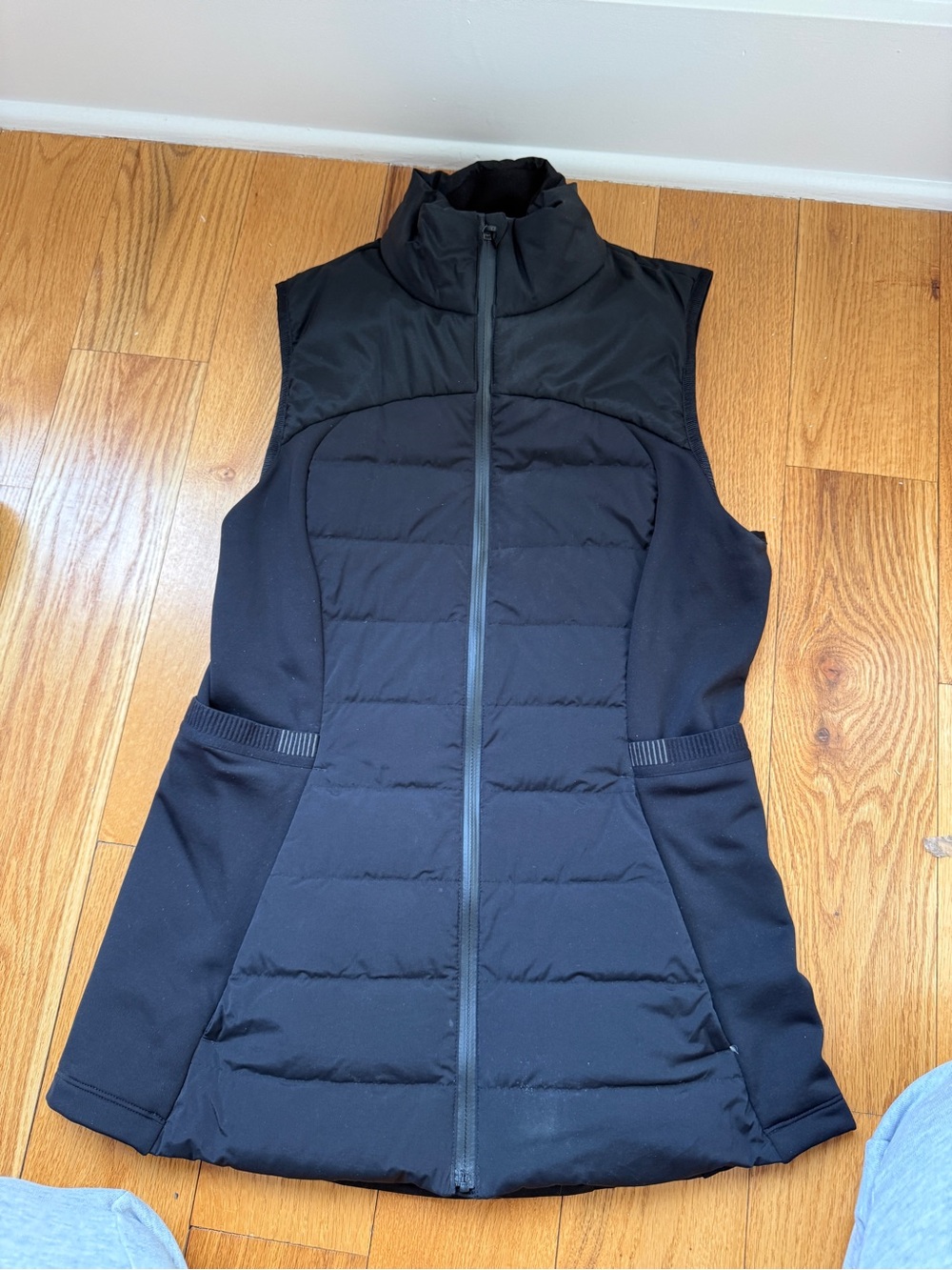 lululemon athletica Black Quilted Sleeveless Vest with High Collar